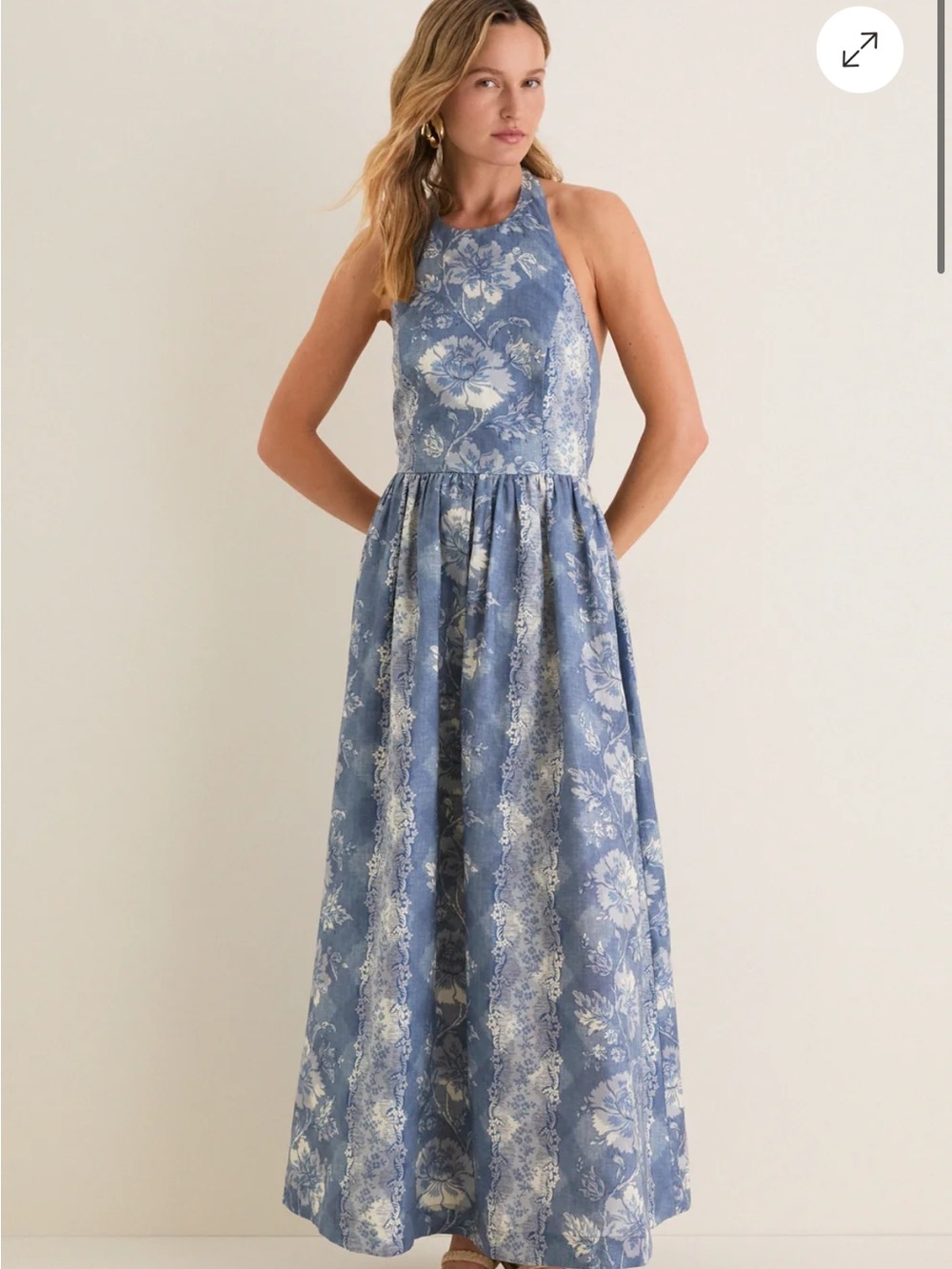 Tuckernuck Blue Floral Halter-Neck Maxi Dress
